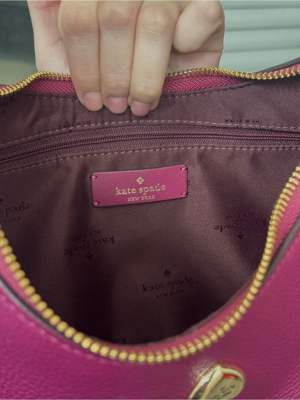 Kate Spade Plum Shoulder Bag with Gold Accent